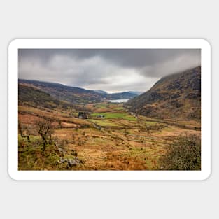 Looking down the valley to Llyn Gwynant, Snowdonia Sticker